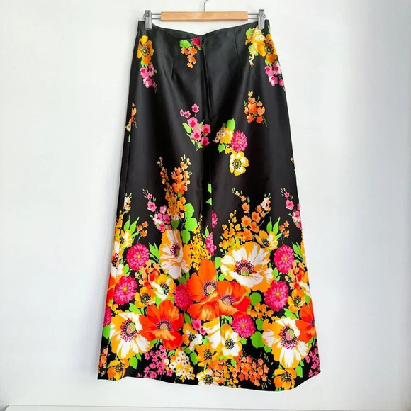 Vintage Floral Colourful High Wiast A line Maxi Skirt M - Picture 5 of 7
